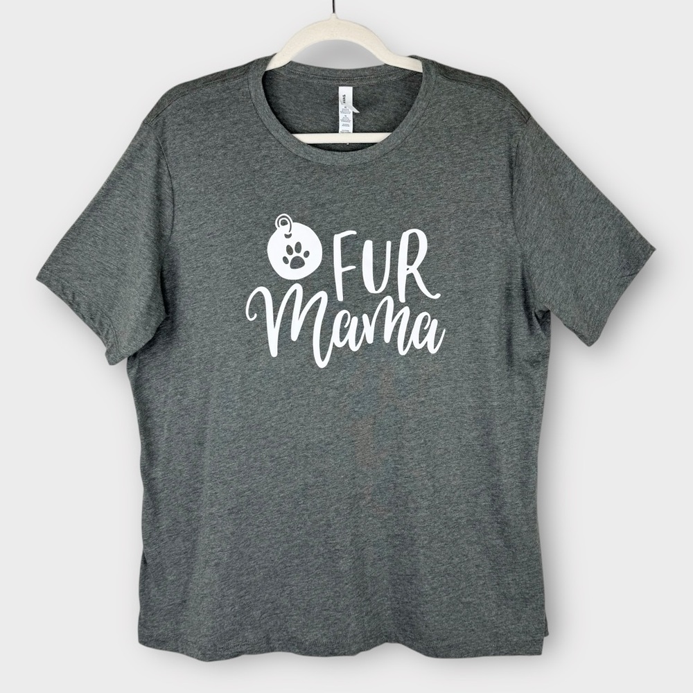 Bella Canvas Gray Fur Mama Short Sleeve Tee XL crew neck dog lover cat lover EUC